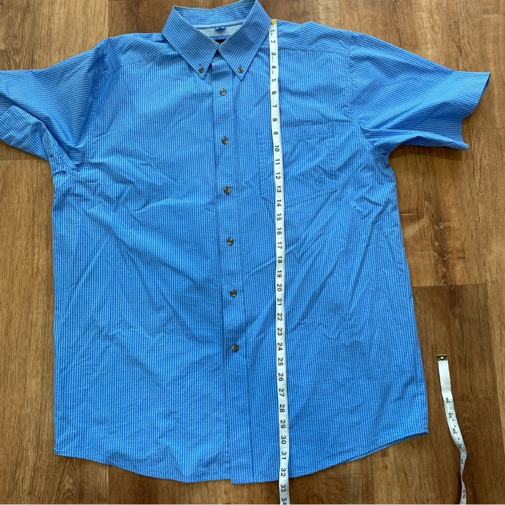 Ariat Pro Series Short Sleeve Shirt Mens Large Button Down Blue Plaid - Picture 3 of 11